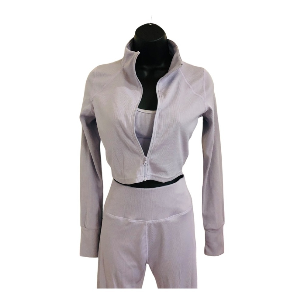 3piece periwinkle crop jacket racerback sports bra leggings‎ active set size S - Picture 11 of 16